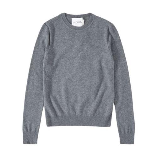 Langærmet rundhals sweater med omvendt strikdetalje