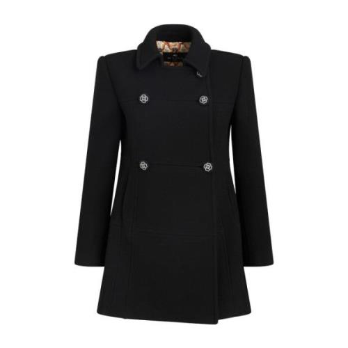 Sort blomstret peacoat