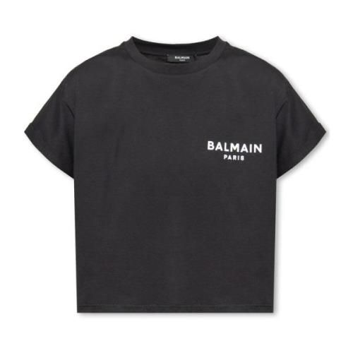 Cropped T-shirt med logo