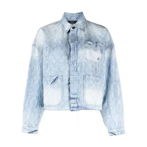 Blå Denim Jacquard Denim Jakke