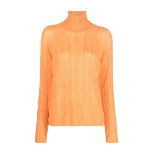 Orange Cashmere Turtleneck Sweater