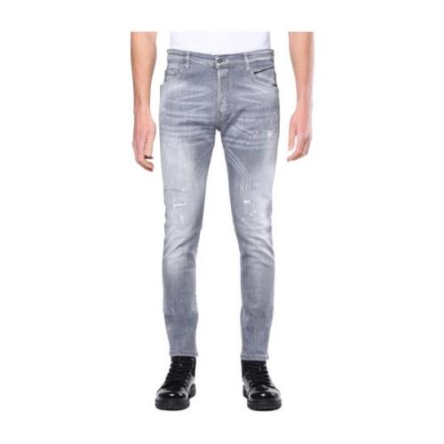 Herre Grå Vaskede Skinny Fit Jeans