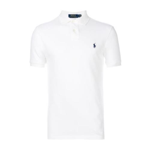 Hvid Slim Fit Mesh Polo Skjorte