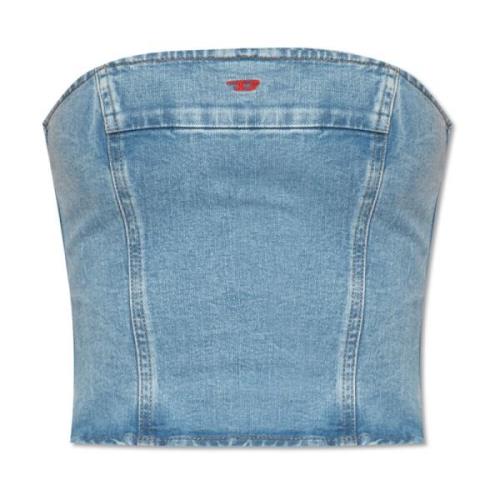 ‘DE-VILLE’ denim stropløs top