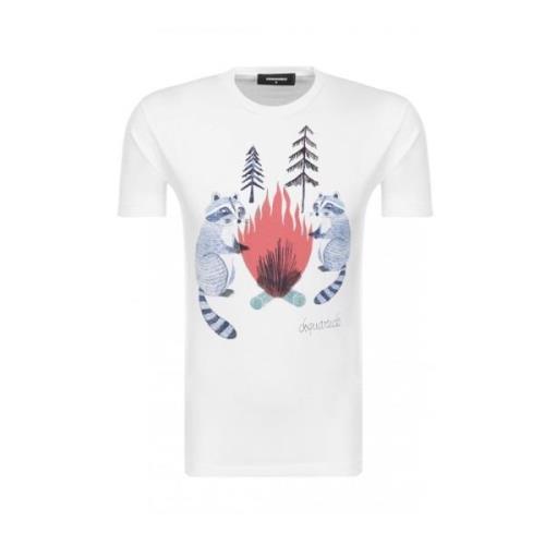 Printet Bomuld T-Shirt - Dsquared2