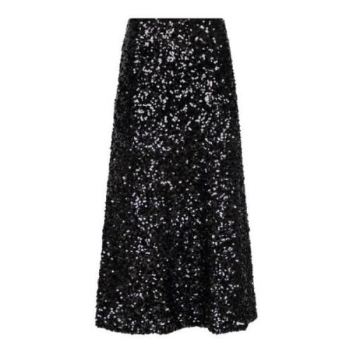 Elegant Sequins Skirt - Lang - Sort