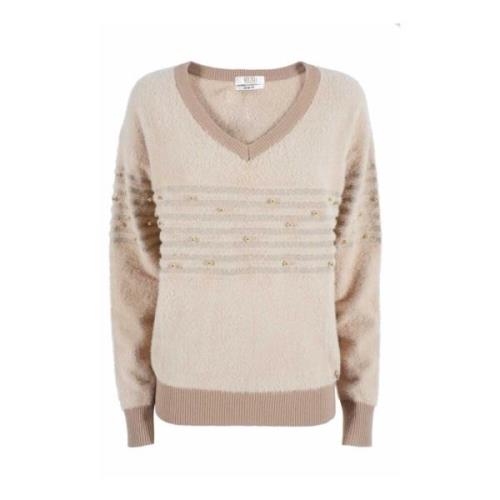 Mohair Effekt Sweater med Perleapplikationer