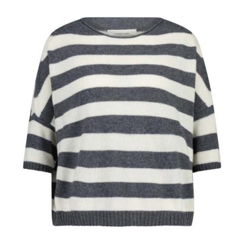 Stribet Oversize Pullover i Uld-Mix