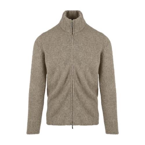 Herre Sweater med fuld lynlås i beige