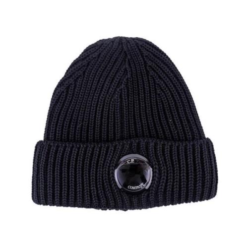 Tynd uld beanie med frontlinse detalje