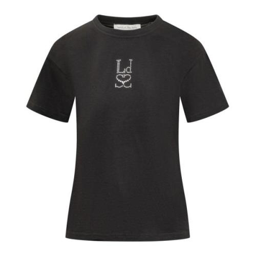 Sort T-shirt med rhinsten monogram