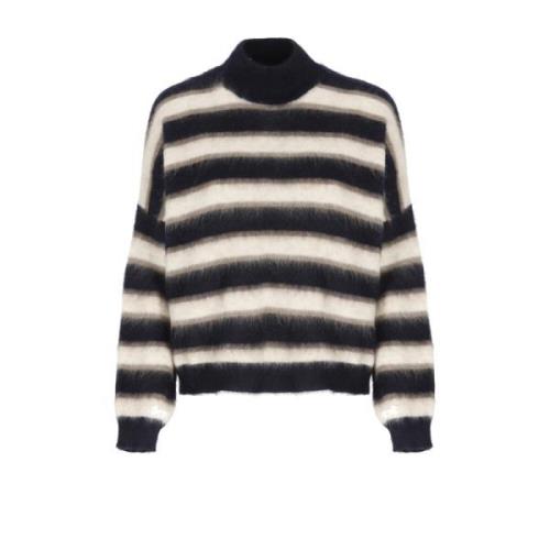 Stribet Mohair og Uld Sweater