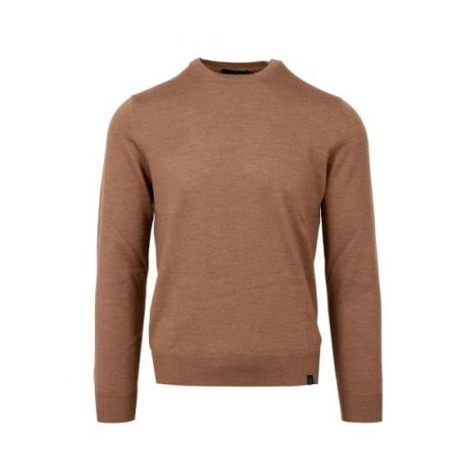 Beige Uld Crew-neck Sweater