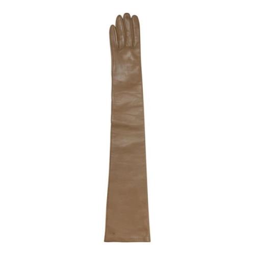 Beige Nappa Handsker med Mono Logo