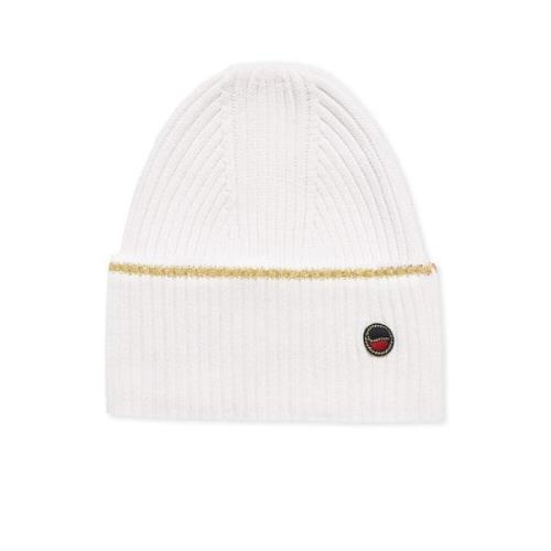 Merino Uld Beanie med Gylden Stribe