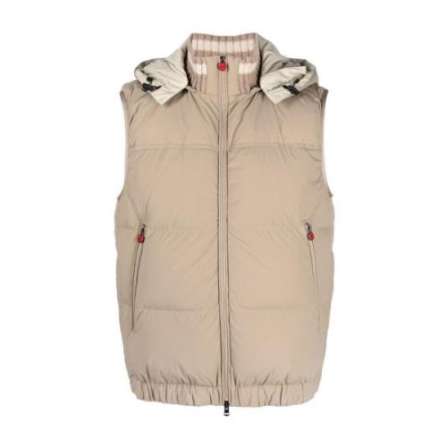 Beige Polstret Gilet Jakke