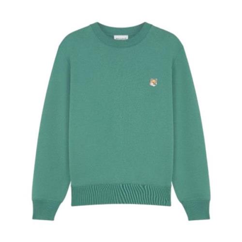 Rævehoved Patch Sweatshirt i Teal Grey