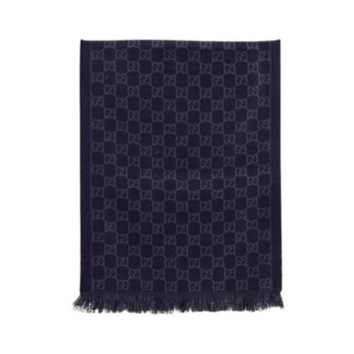 Marineblå GG Jacquard Silke Pashmina