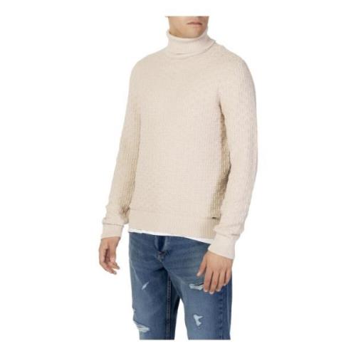 Beige Turtleneck Strikvarer til Mænd