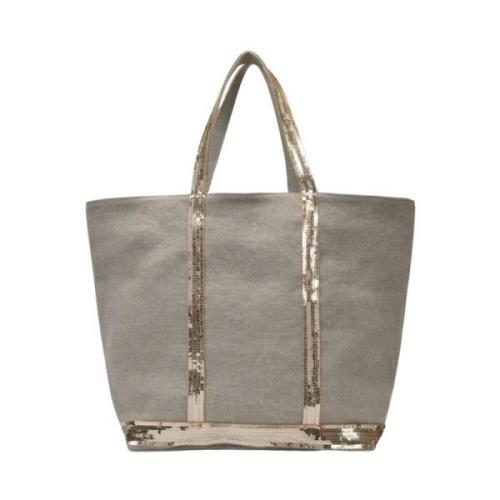 Linned Tote Taske i Gris-Sable