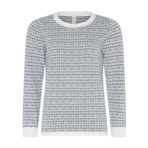 Jaquard O-Neck Pullover Bluse