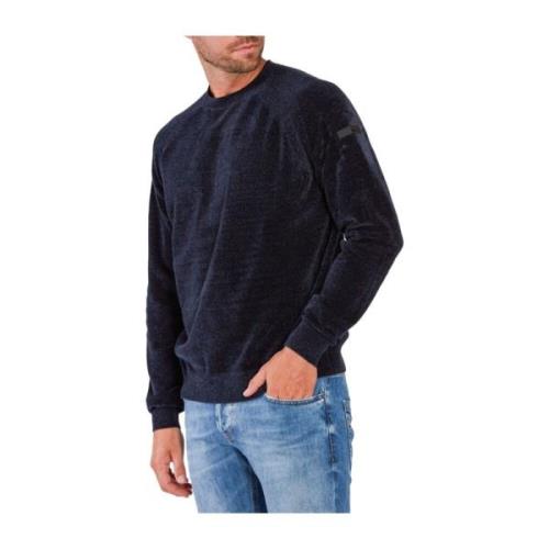 Blå Sweater med Elastiske Manchetter