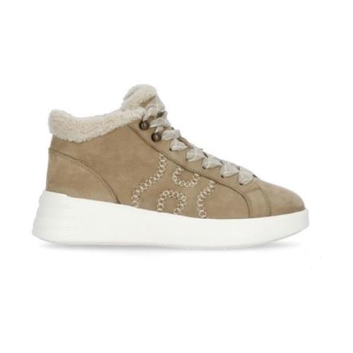 Beige Læder Sneakers til Kvinder