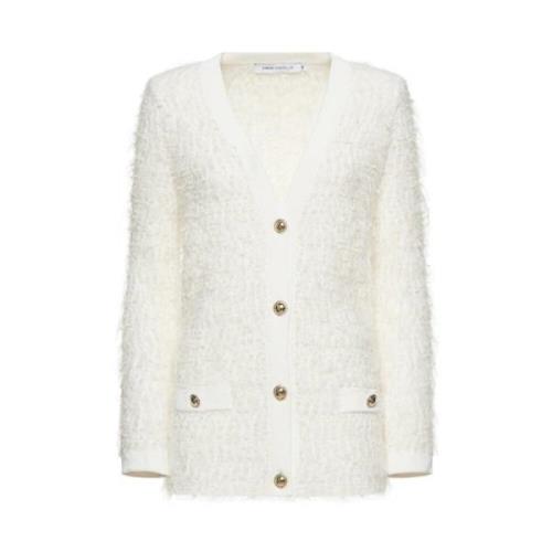 Furry Lurex Cardigan med dyb V-hals