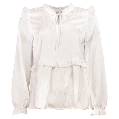 Nartina LS Bluse, Off White / Gold