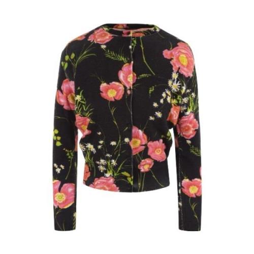 Sort Poppy Printet Cardigan