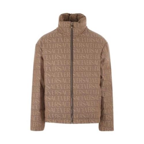 Jacquard Allover Beige/Brunt Frakke