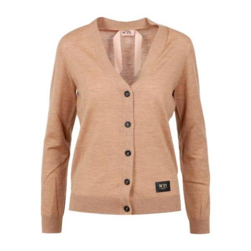 Brun V-Hals Bomuld Cardigan