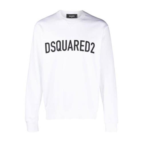 Hvid Bomuld Jersey Sweater med Logo Print