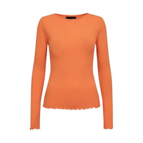 Natalia Rund Hals Bluse LS - Mandarin