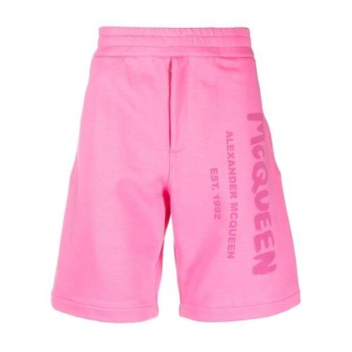 Lyserøde Logo-Print Bomuldsshorts