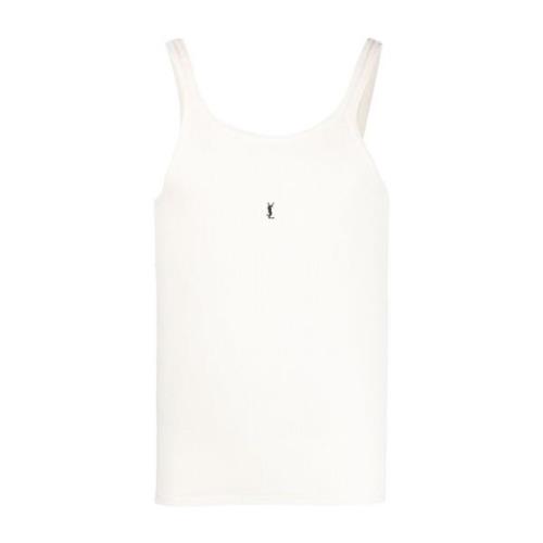 Logo-Broderet Ribstrikket Tanktop