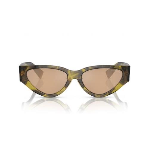 Moderne Cat-Eye Solbriller med Havana Ramme og Lys Orange Spejlede Lin...