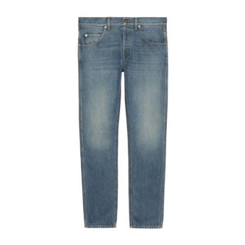 Blå Stonewashed Jeans med Tapered Ben