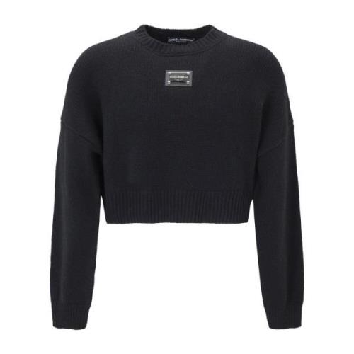 Cropped Pullover med Ribkanter