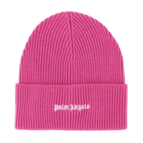 Lyserød uldblandet beanie hue