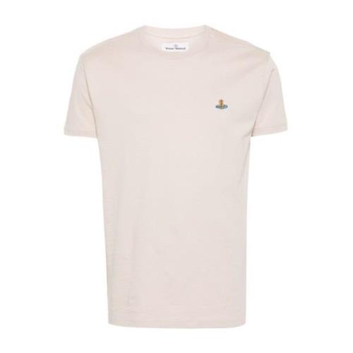 Beige Bomuld Jersey T-shirt med Signatur Orb Logo