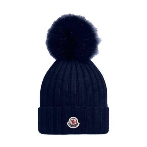 Navy Pom Pom Beanie