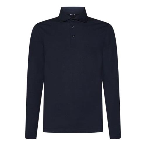 Blå Polo Shirt med Tre Knapper