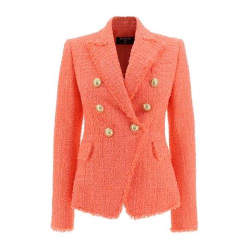 Orange Blazer med knaplukning