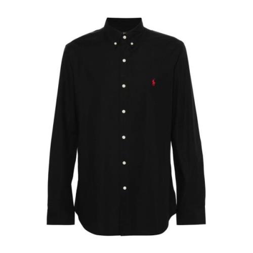 Sort Button-Down Skjorte med Signatur Pony