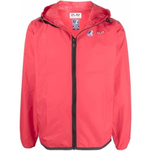 Rød Nylon Windbreaker Jakke med K-Way Print