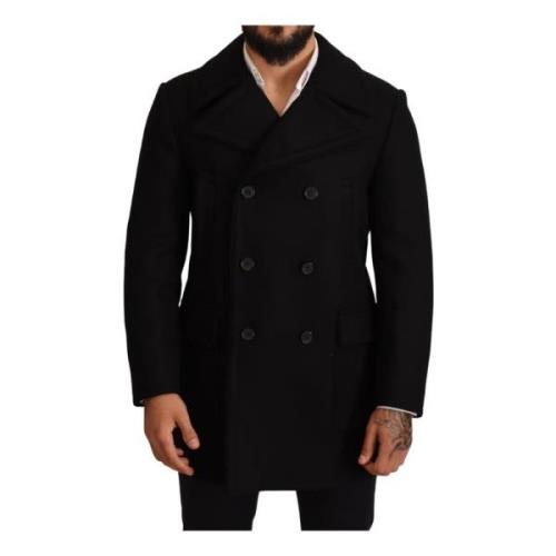 Logo Detalje Dobbelt Breasted Trench Pea P-Coat