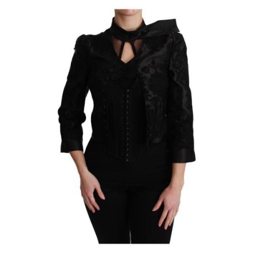 Blomstret Jacquard Silke Blazer Jakke