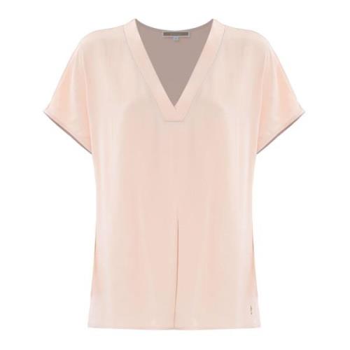 Minimalistisk Viscose V-Hals Bluse