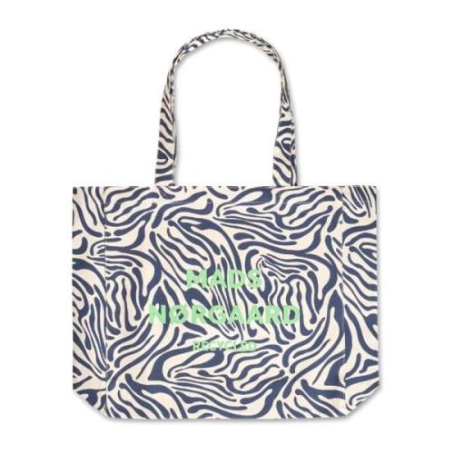 Blå Zebra Print Shopper Taske